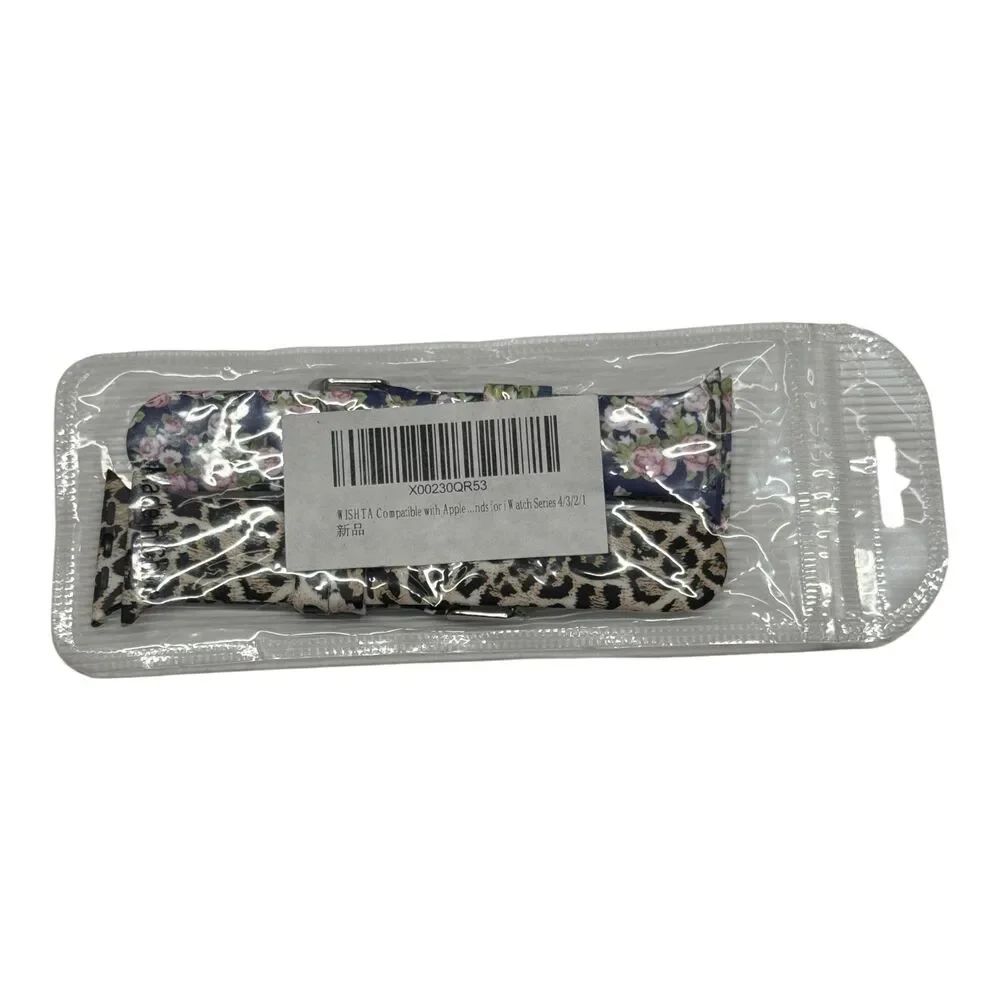 Unbranded Apple Watch 38-41mm Silicone Bands Leopard Floral Strap Set 2PCS